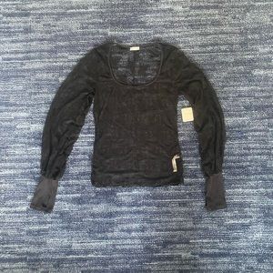 ❗️SOLD❗️Free People black lace long sleeve shirt